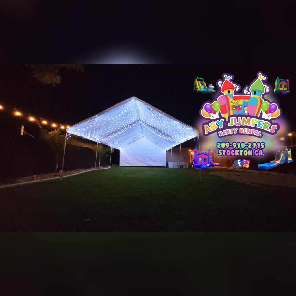Tent with lighting – Aby Jumpers Stockton